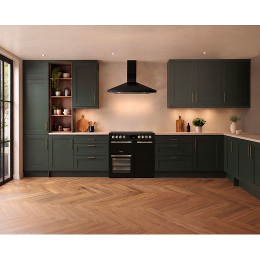Hotpoint RH90FA20B 90cm wide Dual Fuel Range Cooker with Gas Hob - Black - Range cooker in kictehn shor