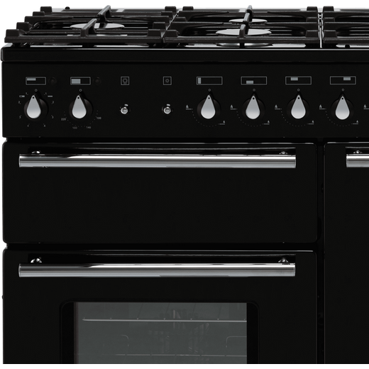 Rangemaster Toledo + 110cm Dual Fuel Range Cooker - Black / Chrome