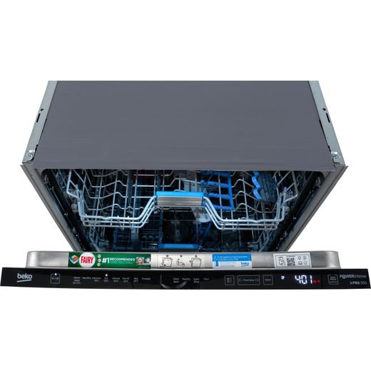 Beko PowerIntense™ Fully Integrated Standard Dishwasher - Black with Fixed Door Hinge Kit - Control panel