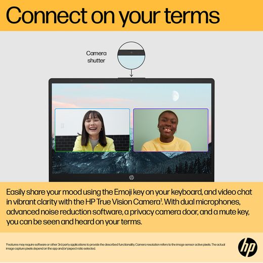 HP 15-fc0057na Laptop - AMD Ryzen™ 5, 512GB SSD, 8 GB RAM - Black - Annotation - Connect on your terms shot