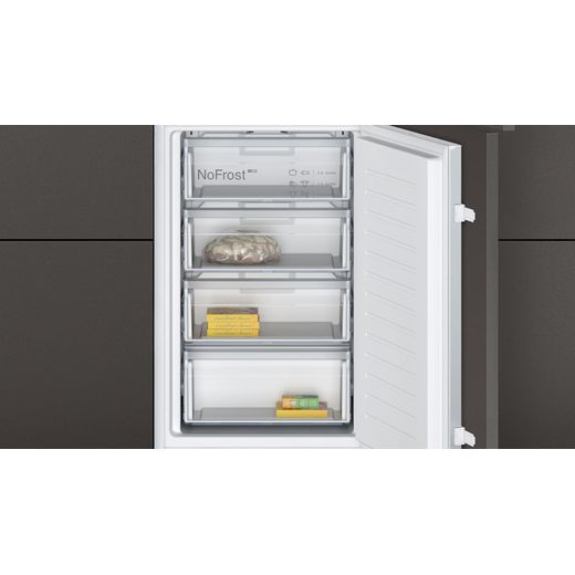 Bosch Integrated Fridge Freezer with Sliding Door Fixing Kit - White - Close up freezer shot