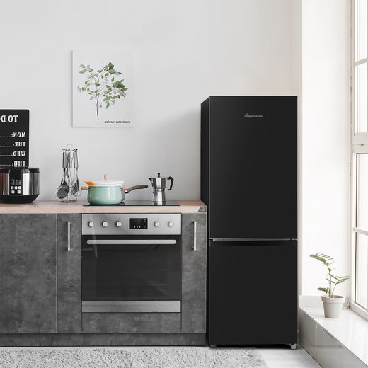 Fridgemaster 60/40 Fridge Freezer - Black - Fridge freezer in kitchen