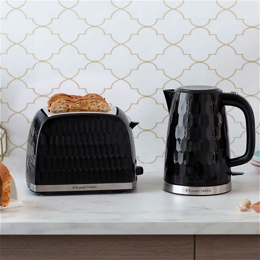 Russell Hobbs Honeycomb 26061 2 Slice Toaster - Black - Collection in kitchen shot