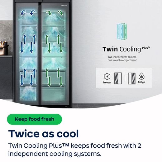 Samsung Series 6 SpaceMax™ American Fridge Freezer - Silver  - AO Annotation - Twin-Cooling-Plus™