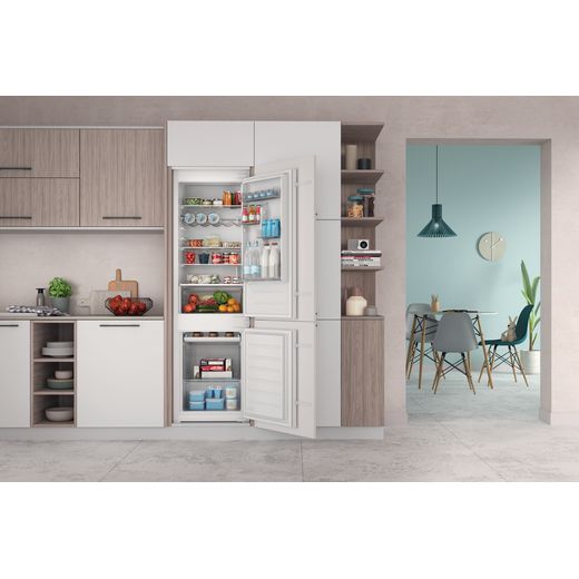 Indesit Integrated Fridge Freezer - White - Fridge freezer in kitchen shot 