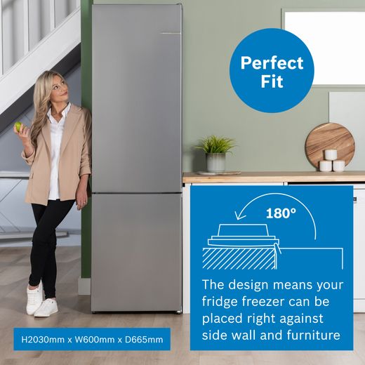 Bosch Series 4 70/30 Frost Free Fridge Freezer - Silver - Annotation - Perfect fit shot