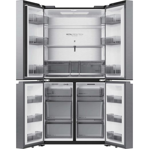 Haier American Fridge Freezer - Inox - front with door open shot
