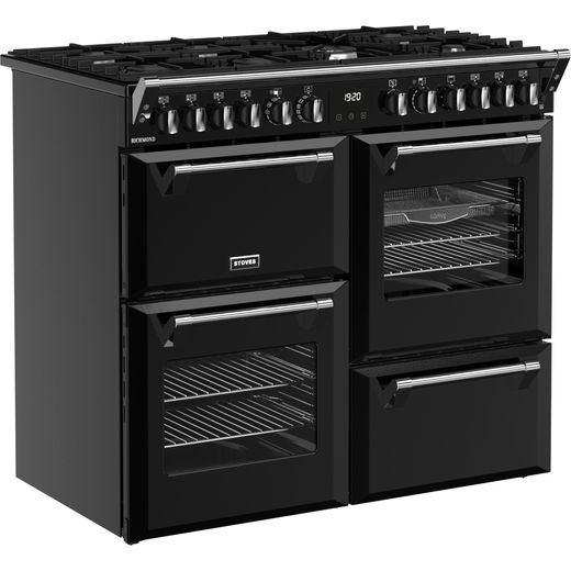 Stoves Richmond 100cm Dual Fuel Range Cooker - Black - Right perspective shot
