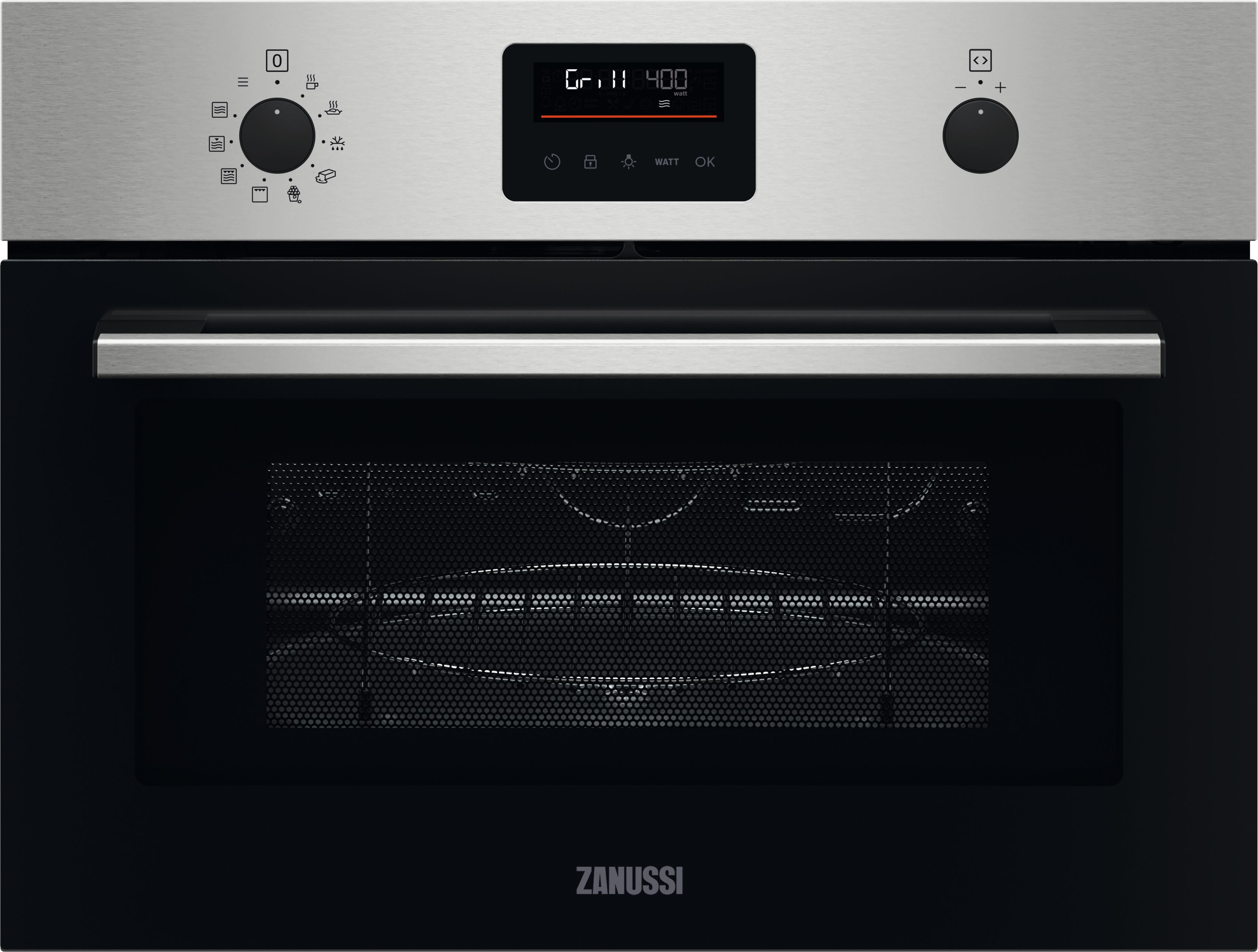 Zanussi Series 40 MicroMax Oven ZVENW6X3 Built In 46cm Tall Microwave - Stainless Steel, Stainless Steel