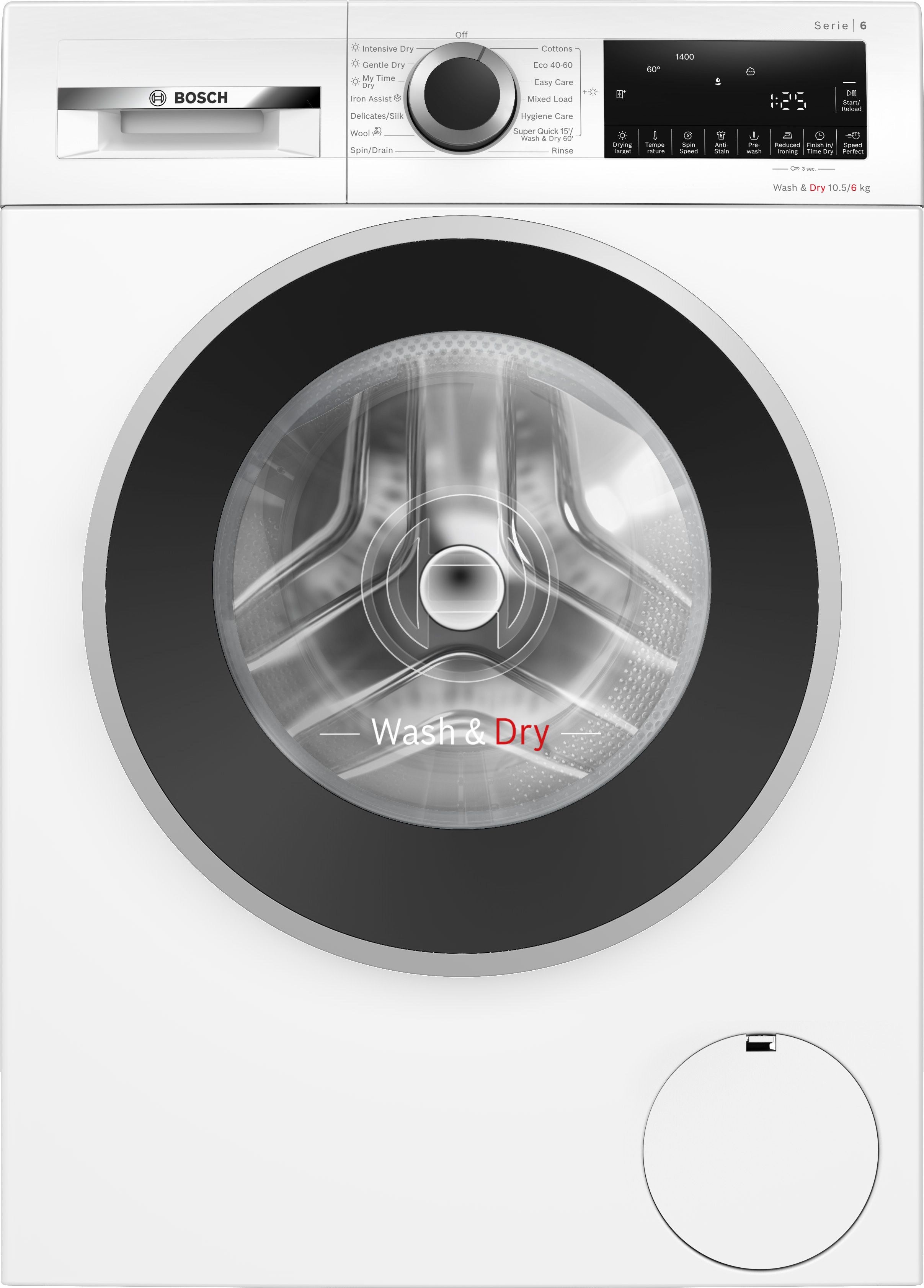 Image of Bosch Series 6 WNG25401GB 10.5Kg/6Kg Washer Dryer with 1400 rpm - White - D Rated [Wash&Dry], A Rated [Wash Only], White