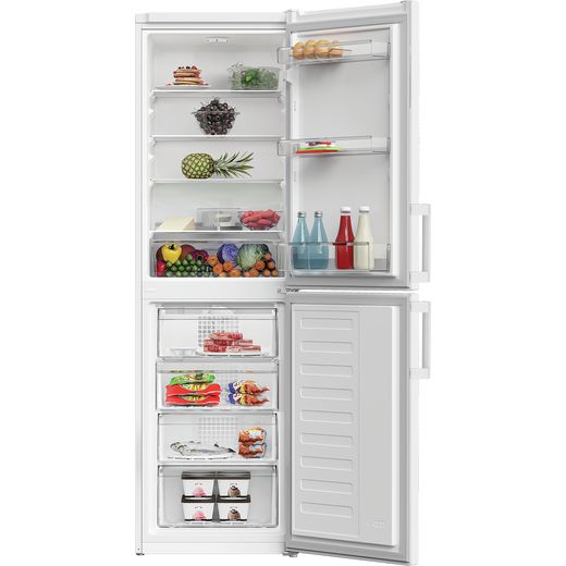 Indesit Frost Free Fridge Freezer - White - Front with door open shot 