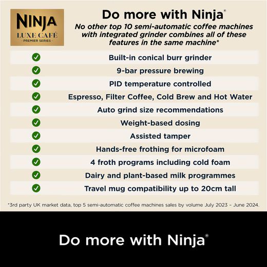Ninja Luxe Café Premier Espresso Coffee Machine - Midnight Black - Annotation - Do more with ninja
