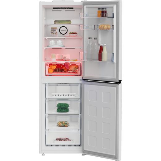 Beko Frost Free Fridge Freezer - White - Front with door open red drawer shot