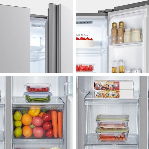 Fridgemaster American Fridge Freezer - Silver - Multiple images