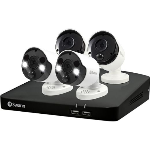 Swann 8 Channel NVR with 4 Bullet Security Cameras 4K - Black / White
