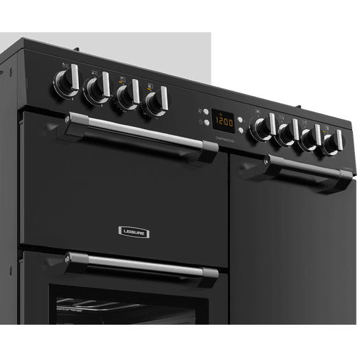 Leisure Chefmaster 90cm Dual Fuel Range Cooker - Black - Control panel