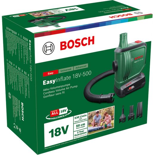 Bosch EasyInflate 18V-500 0.603.947.270 - Green / Black - Right box perspective shot