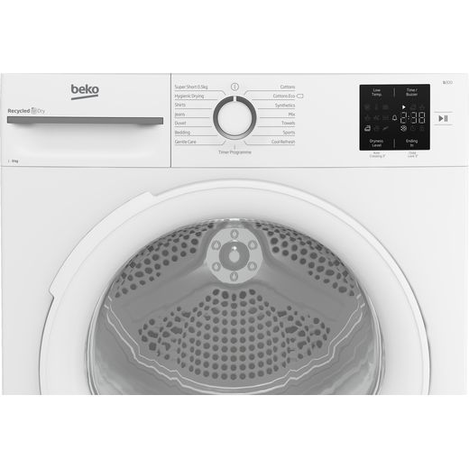 Beko b300 BM3T3922W Heat Pump Tumble Dryer - White - Close up shot