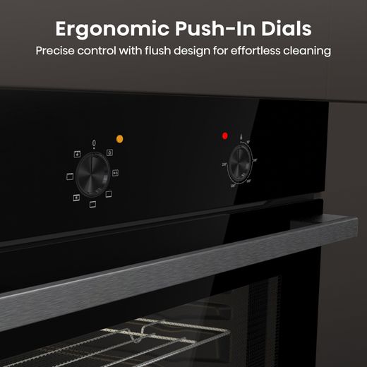 Hisense Built In Electric Single Oven - Black - Annotation - Ergonomic push-in dials