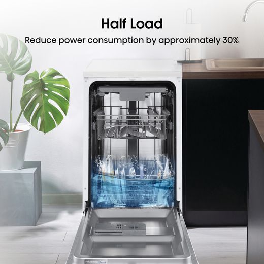 Hisense Slimline Dishwasher - White - Annotation - Half load