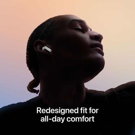 AirPods 4 White - Annotation - Redesigned fit for all day comfort