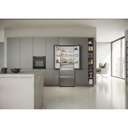 Haier American Fridge Freezer - Platinum Inox - Fridge freezer in kitchen with door open