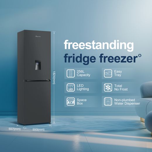 Fridgemaster MC55251DEB 182cm 50/50 No Frost Fridge Freezer - Black - Annotation - feature shot