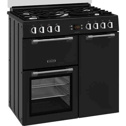 Leisure Chefmaster 90cm Dual Fuel Range Cooker - Black - Right perspective