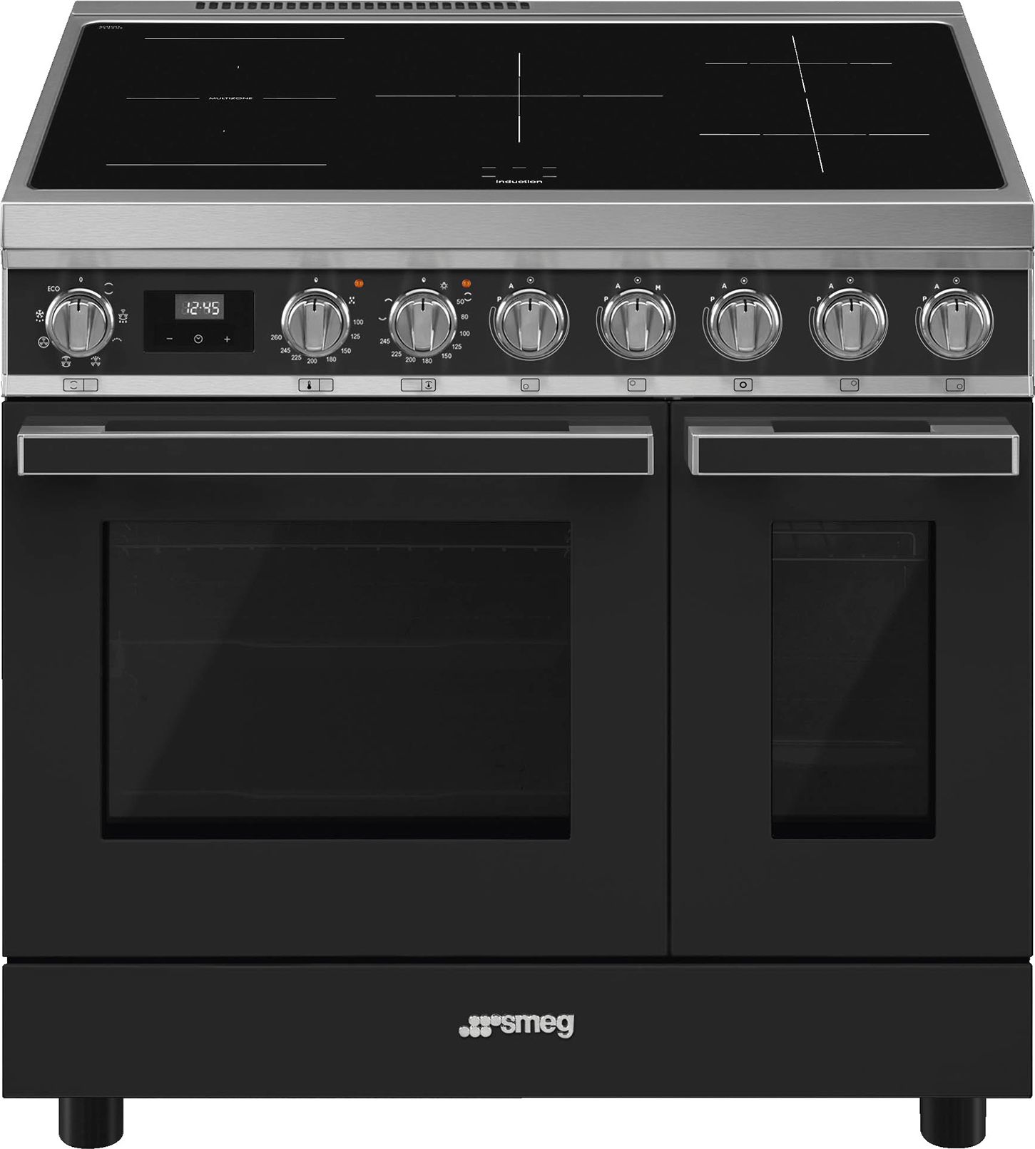 Smeg Portofino CPF92IMA Electric Range Cooker with Induction Hob - Anthracite - A/A Rated, Black