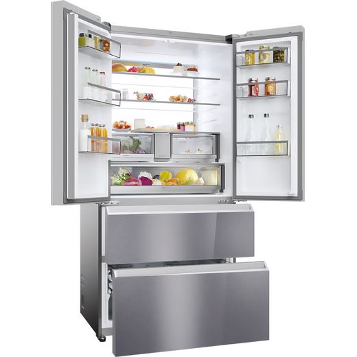 Haier Series 7 American Fridge Freezer - Sapphire Glass - Right perpsective with door open shot