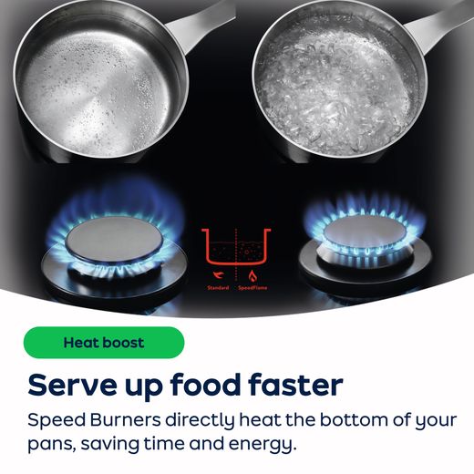 AEG 3000 Slim Line HGX75400SM 74cm Gas Hob - Stainless Steel - AO Annotation - Speed-Burners-(Gas)