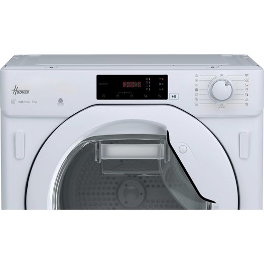 Hoover H-DRY 300 BATD H7A1TE-80 Integrated Wifi Connected 7Kg Heat Pump Tumble Dryer - White - Control panel shot 