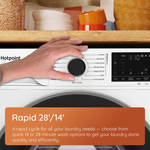 Hotpoint HP 124GA CARE UK Washing Machine with 1400 rpm - Grey - Annotation - rapid 28 shot
