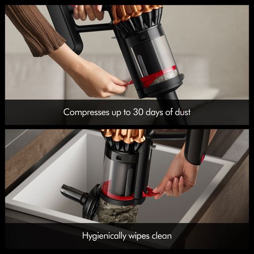 Dyson V16 Piston Animal™ Cordless Vacuum Cleaner - Black / Copper - Annotation - Easy empty shot