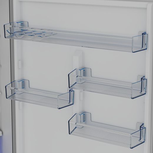 Beko AeroFlow™ HarvestFresh™ CNG4793VW 192cm High 70/30 Frost Free Fridge Freezer - White - Close up door shelf shot