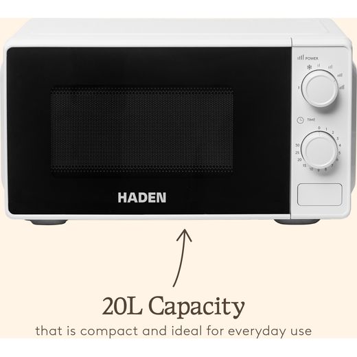 Haden 214188 20 Litre 24cm High, Freestanding Small Microwave - White - Annotation - 20L capacity