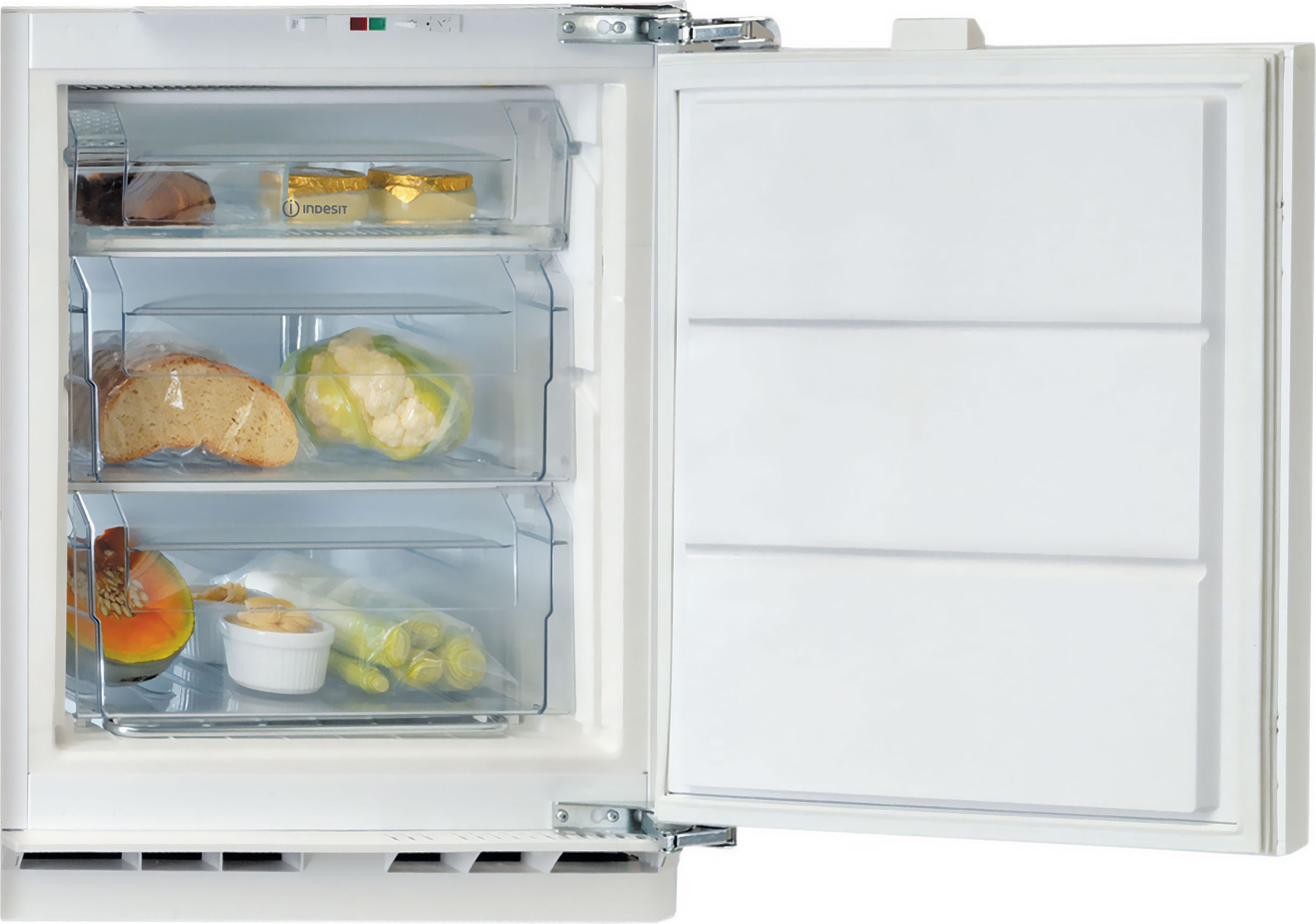 Image of Indesit INBUFZ011.UK Integrated Under Counter Freezer with Fixed Door Hinge Kit - E Rated, White