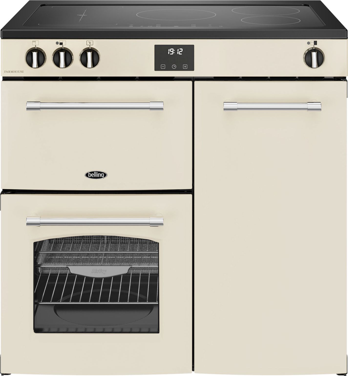 Image of Belling Farmhouse 90Ei 90cm wide Electric Range Cooker with Induction Hob - Cream - A/A Rated, Cream