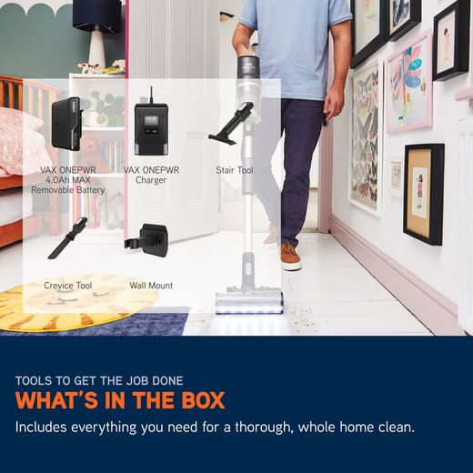 Vax HomePro Plus Cordless Vacuum Cleaner with up to 45 Minutes Run Time - Graphite - Annotation - Whats in the box shot