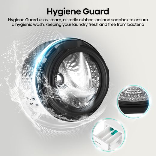 Hisense 1i Series WF1I9042BWP2 9kg Washing Machine with 1400 rpm - White - Annotation - hygiene guard shot