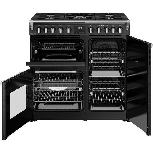 Stoves Richmond DX 90DF 90cm Dual Fuel Range Cooker - Anthracite - Front with door open shot 
