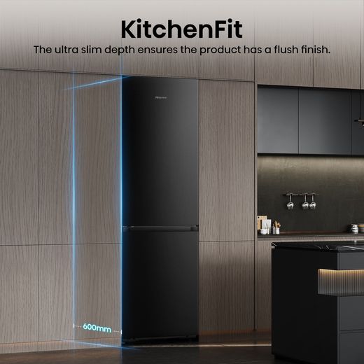 Hisense KitchenFit Eclipse Series 60/40 Total No Frost Fridge Freezer - Black / Stainless Steel - Annotation - Kitchen fit shot