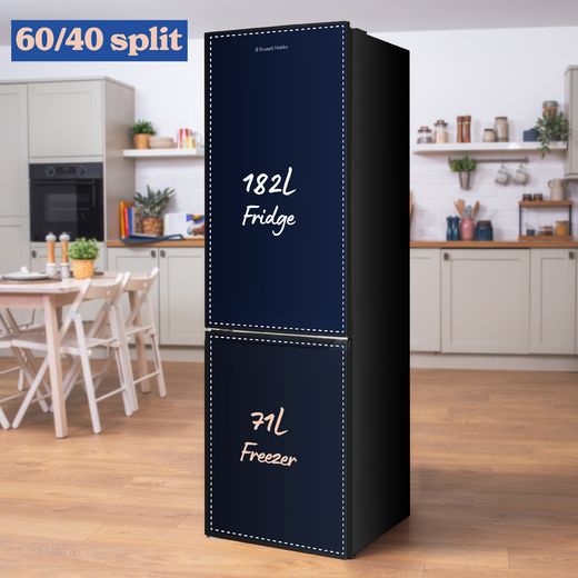Russell Hobbs RH181TNF552E1B 181cm 60/40 Frost Free Fridge Freezer - Black - Annotation - split type shot