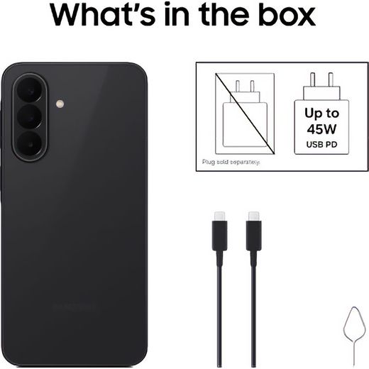 Samsung A27 128 GB in Black - annotation -  whats in the box shot