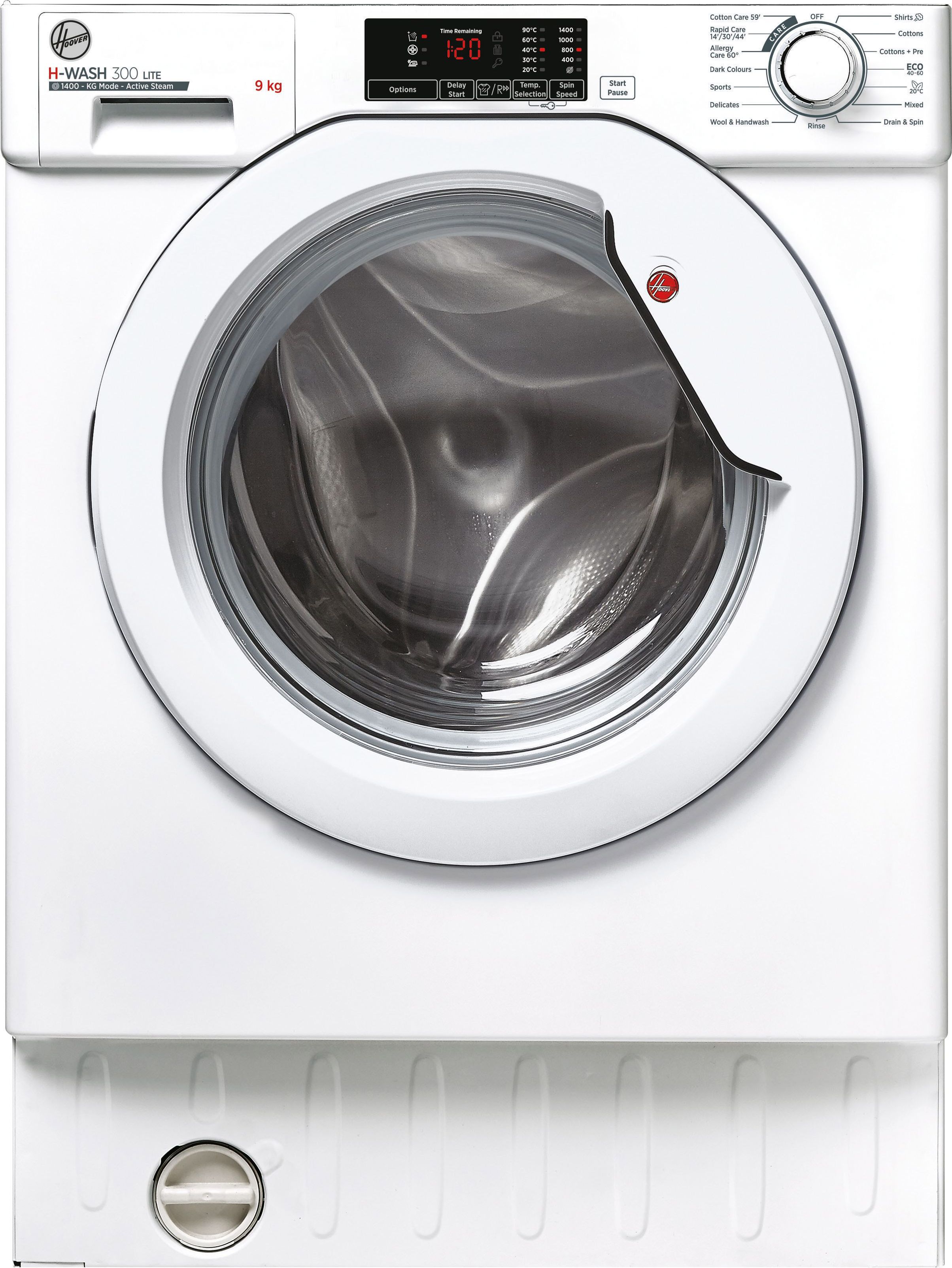 Hoover H-WASH 300 LITE HBWS49D1W4 Integrated 9kg Washing Machine with 1400 rpm - White - B Rated White