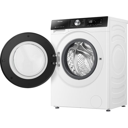 Hisense WF3S8043BW 8kg Washing Machine with 1400 rpm - White - Left perspective with door open shot 