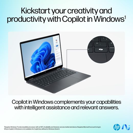 HP OmniBook Ultra Flip 14-fh0006na OLED 14" 2-in-1 Laptop - Intel® Core™ Ultra 7, 1TB SSD, 16 GB RAM - Grey - Annotation - Copilot