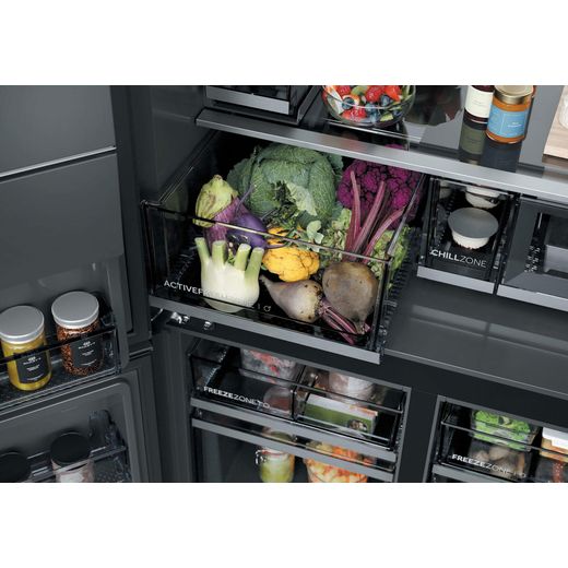 Haier Horizon American Fridge Freezer - Black - close up inside shot