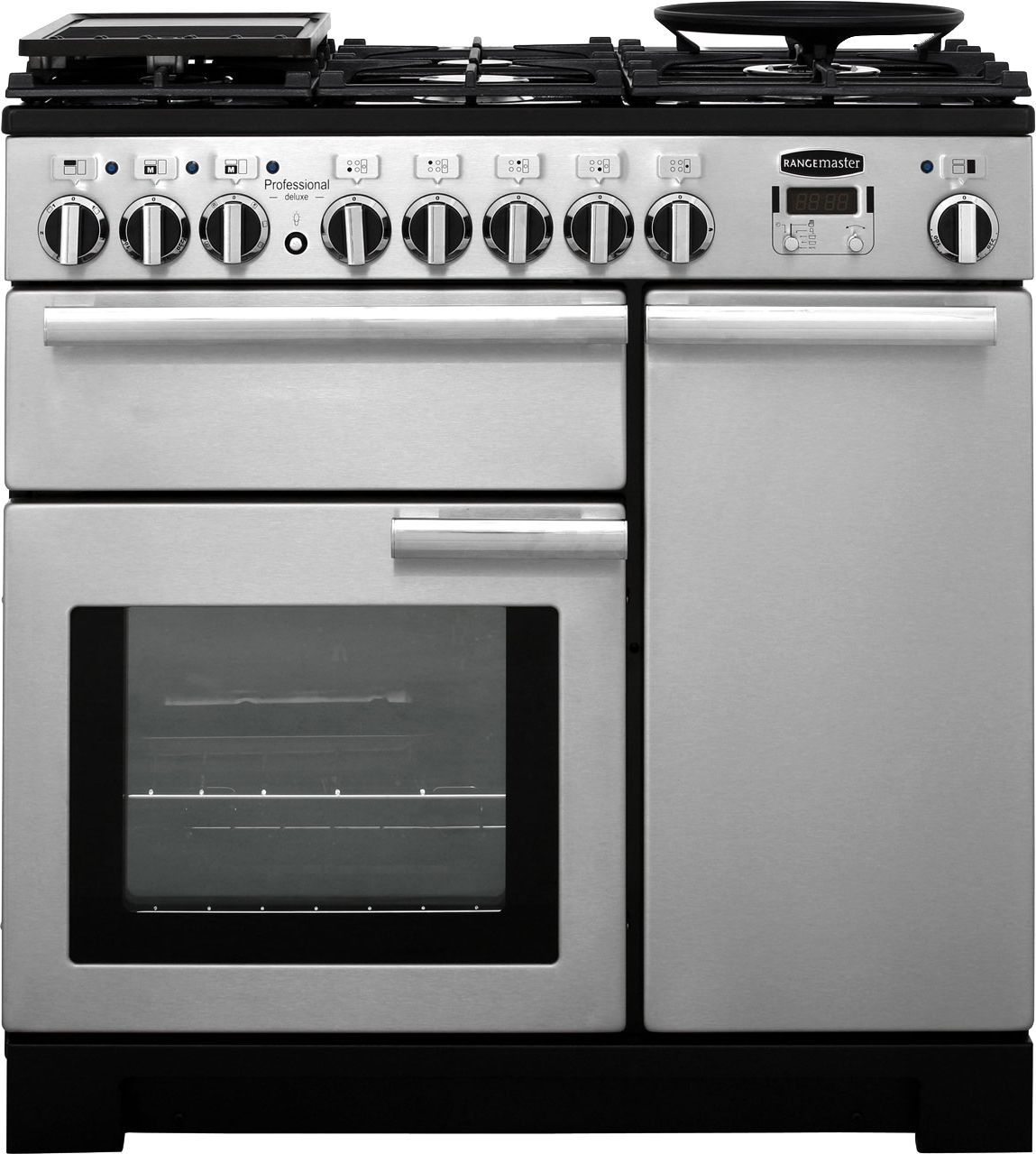 Rangemaster Professional Deluxe PDL90DFFSS/C 90cm Dual Fuel Range Cooker - Stainless Steel - A/A Rated, Stainless Steel
