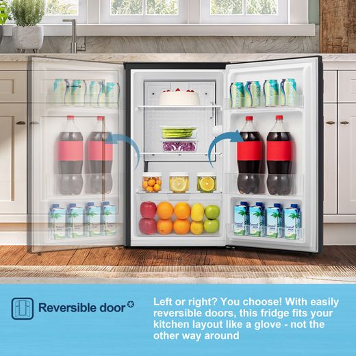 Fridgemaster MUL4892EB Compact 84cm Fridge - Black - AO Annotation - Reversible door